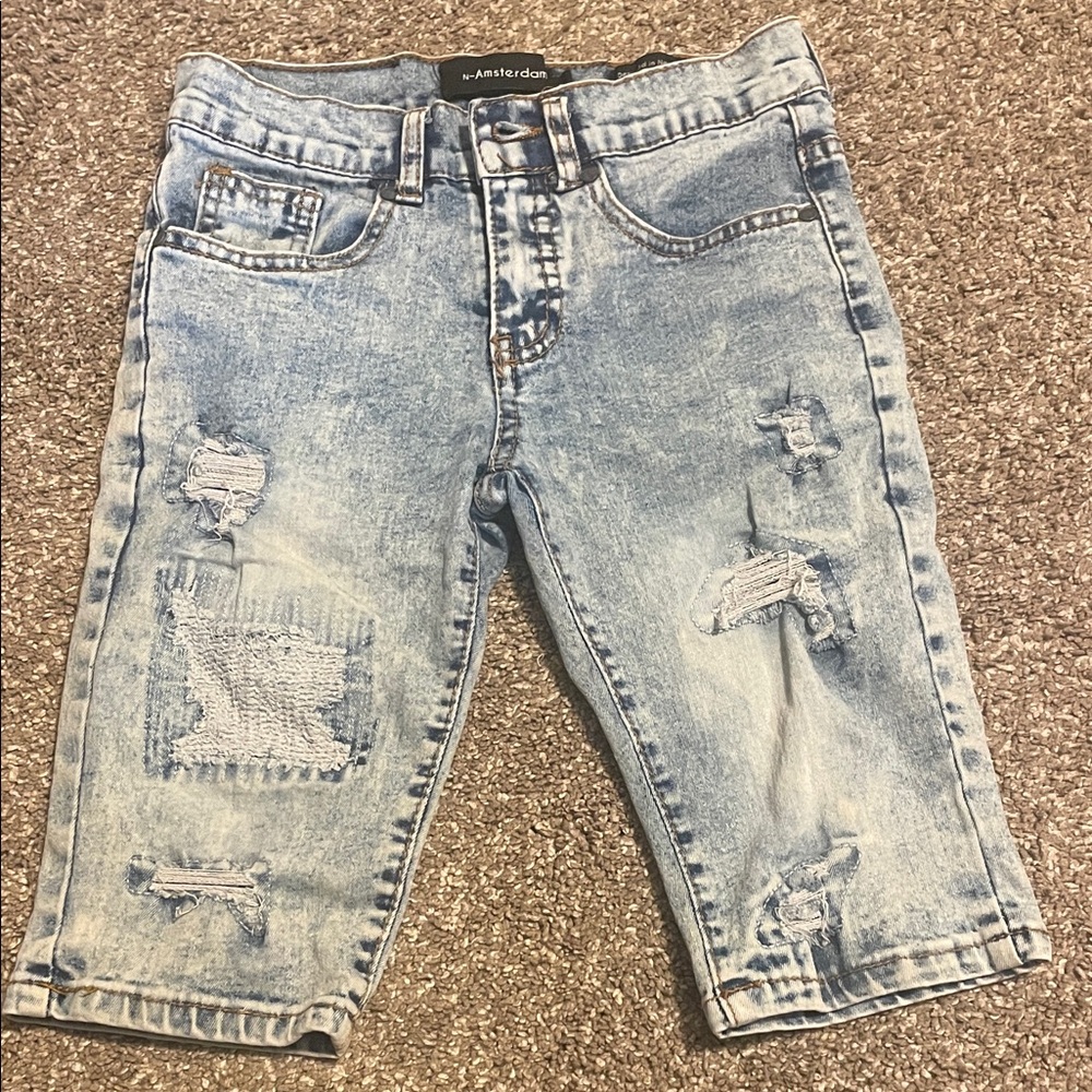 Boys Distressed Blue Jeans